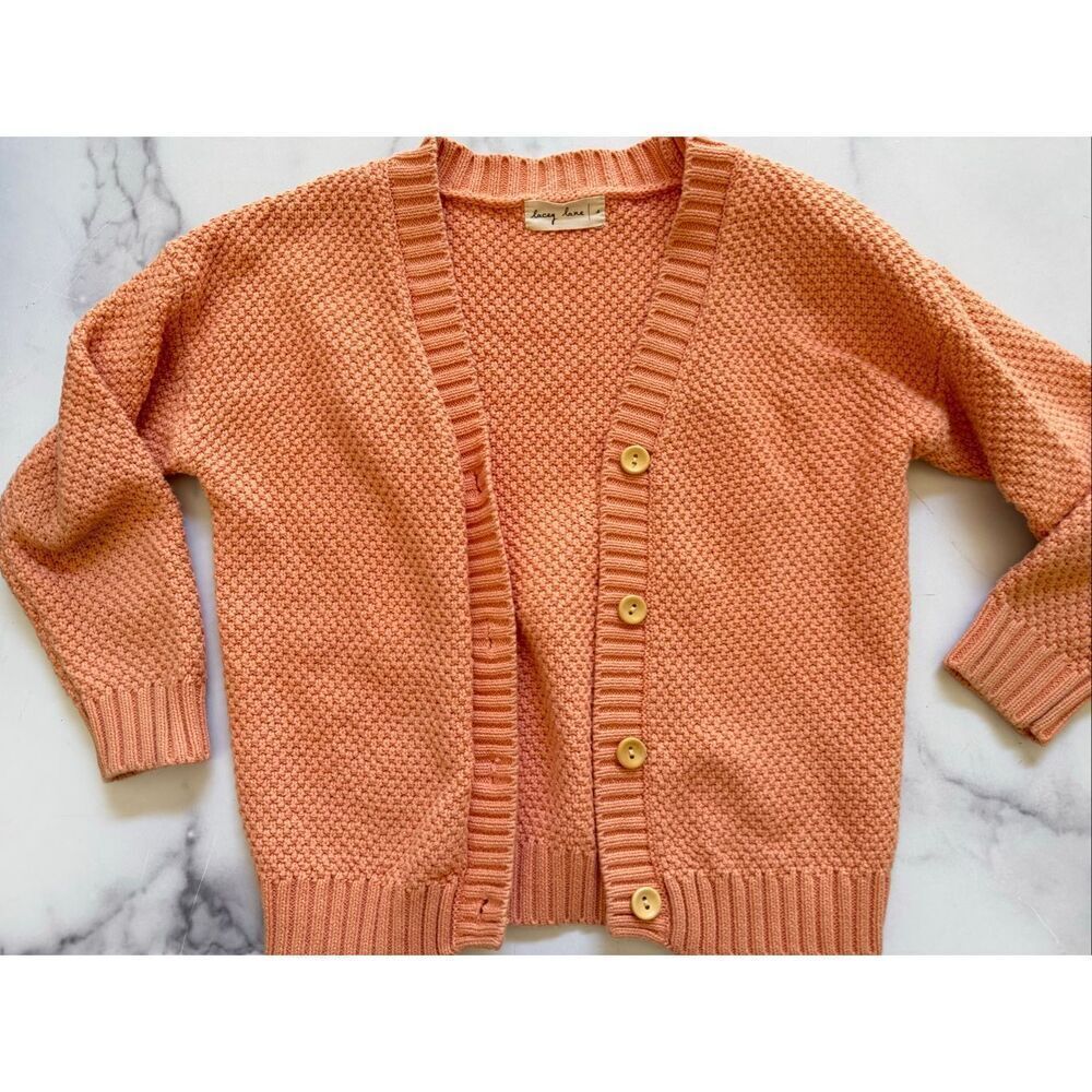 Lacey lane 4t  girls pink coral knit cardigan imported button up cottage teatime